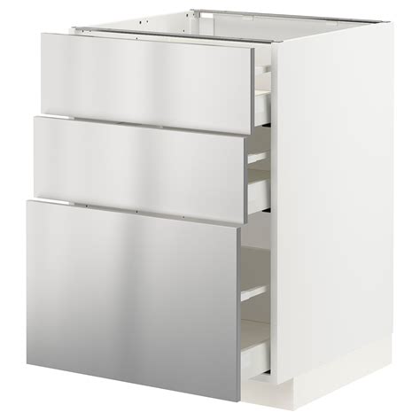 ikea kitchen cabinet with three stainless steel front drawers|kitchen cabinets organizers ikea.